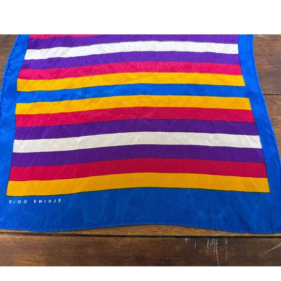 Elaine Gold For Collection XIIX Ltd. 100% Silk Striped Scarf Women's Accessory - Picture 5 of 12